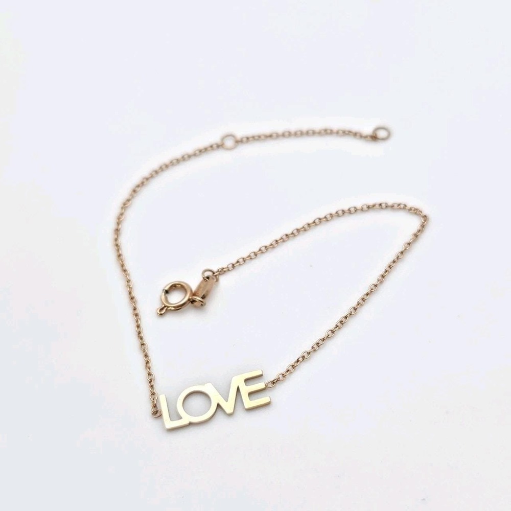 Vtg MAYA BRENNER "Love" Bracelet Gold Plated Cable Chain 7.5" FREE‎ $hipping!!